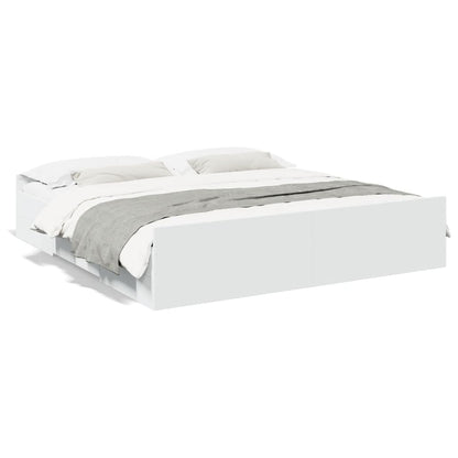 Bed Frame with Drawers without Mattress White 200x200 cm