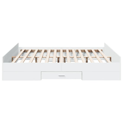 Bed Frame with Drawers without Mattress White 200x200 cm