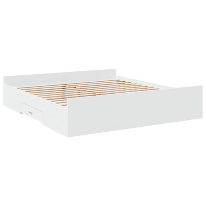 Bed Frame with Drawers without Mattress White 200x200 cm