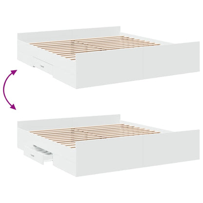 Bed Frame with Drawers without Mattress White 200x200 cm