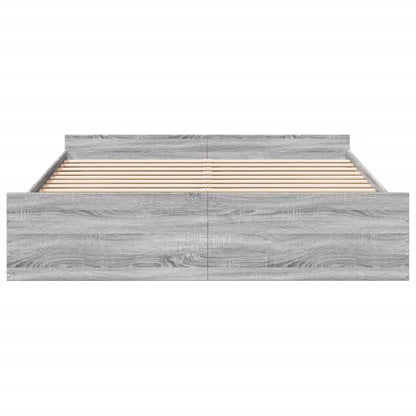 Bed Frame with Drawers without Mattress Grey Sonoma 180x200 cm Super King
