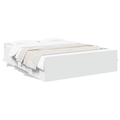 Bed Frame with Drawers without Mattress White 150x200 cm King Size