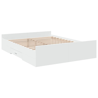 Bed Frame with Drawers without Mattress White 150x200 cm King Size