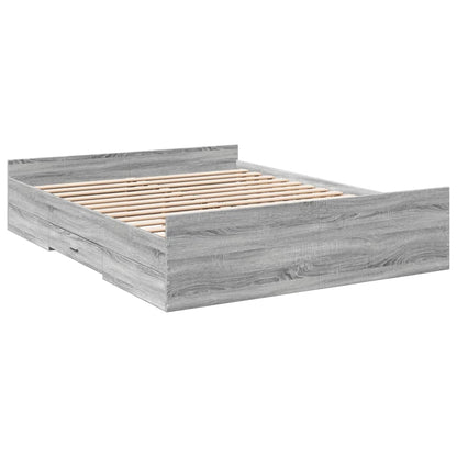 Bed Frame with Drawers without Mattress Grey Sonoma 150x200 cm King Size