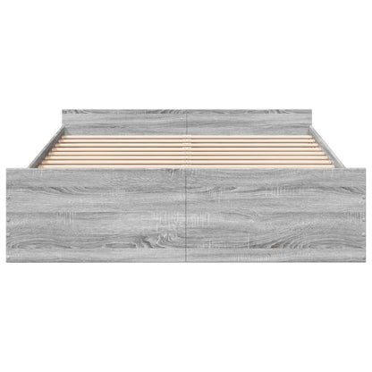 Bed Frame with Drawers without Mattress Grey Sonoma 150x200 cm King Size