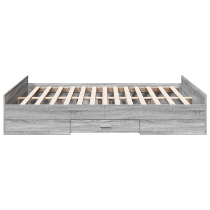 Bed Frame with Drawers without Mattress Grey Sonoma 150x200 cm King Size