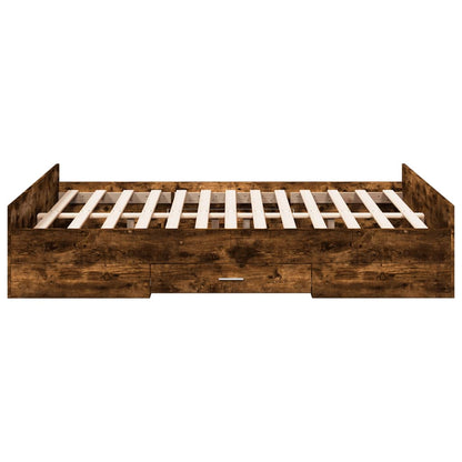 Bed Frame with Drawers without Mattress Smoked Oak 140x190 cm