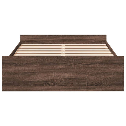 Bed Frame with Drawers without Mattress Brown Oak 135x190 cm Double