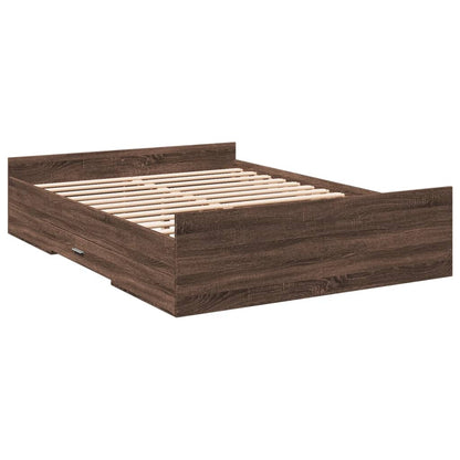 Bed Frame with Drawers without Mattress Brown Oak 120x190 cm Small Double