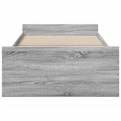 Bed Frame with Drawers without Mattress Grey Sonoma 100x200 cm