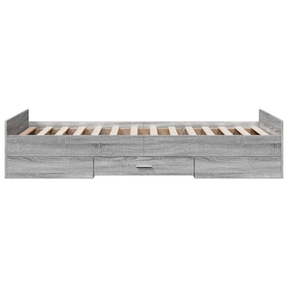 Bed Frame with Drawers without Mattress Grey Sonoma 100x200 cm