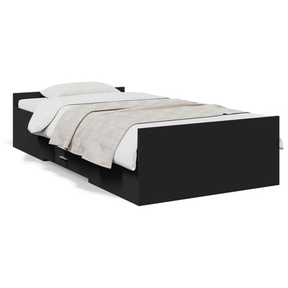 Bed Frame with Drawers without Mattress Black 75x190 cm Small Single