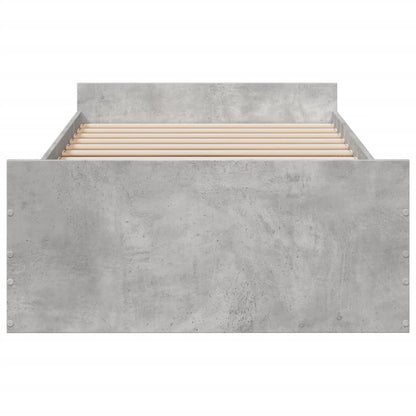 Bed Frame with Drawers without Mattress Concrete Grey 75x190 cm Small Single