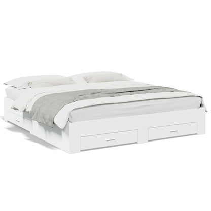 Bed Frame with Drawers without Mattress White 200x200 cm