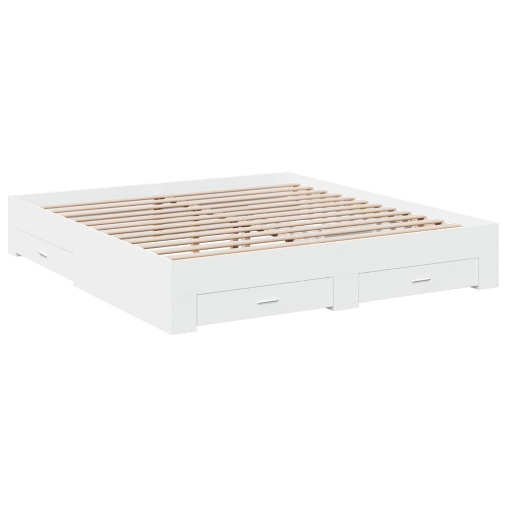 Bed Frame with Drawers without Mattress White 200x200 cm