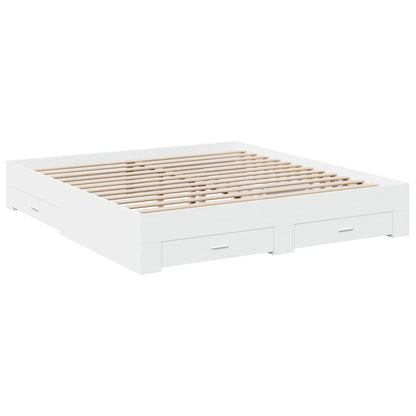 Bed Frame with Drawers without Mattress White 200x200 cm
