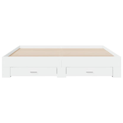 Bed Frame with Drawers without Mattress White 200x200 cm