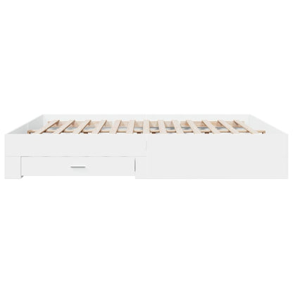 Bed Frame with Drawers without Mattress White 200x200 cm