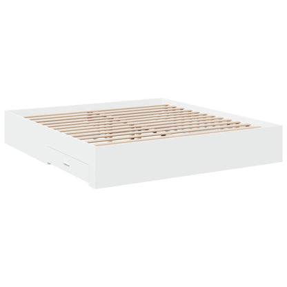 Bed Frame with Drawers without Mattress White 200x200 cm