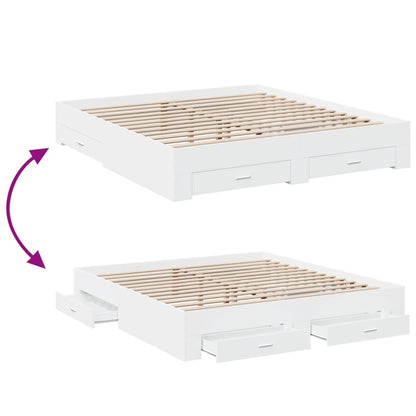 Bed Frame with Drawers without Mattress White 200x200 cm