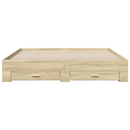 Bed Frame with Drawers without Mattress Sonoma Oak 200x200 cm
