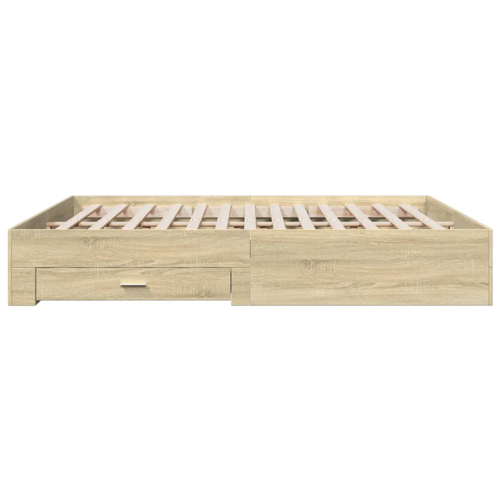 Bed Frame with Drawers without Mattress Sonoma Oak 200x200 cm