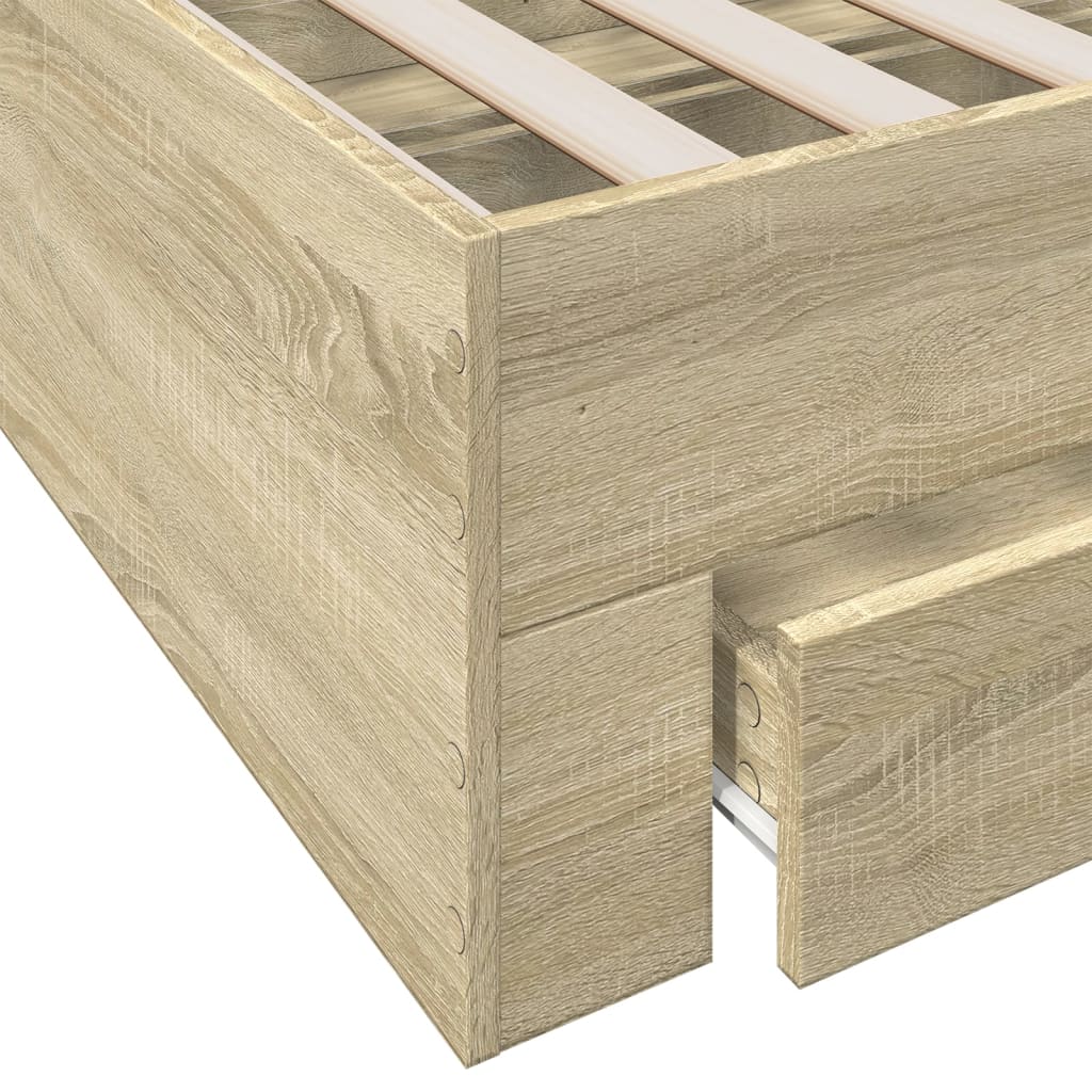 Bed Frame with Drawers without Mattress Sonoma Oak 200x200 cm