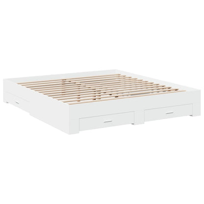 Bed Frame with Drawers without Mattress White 180x200 cm Super King