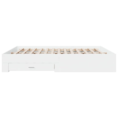 Bed Frame with Drawers without Mattress White 180x200 cm Super King