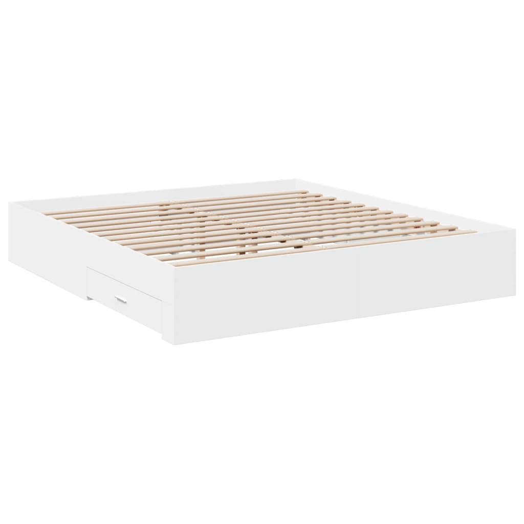 Bed Frame with Drawers without Mattress White 180x200 cm Super King