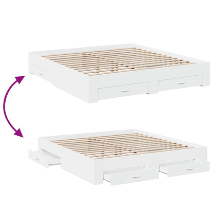 Bed Frame with Drawers without Mattress White 180x200 cm Super King