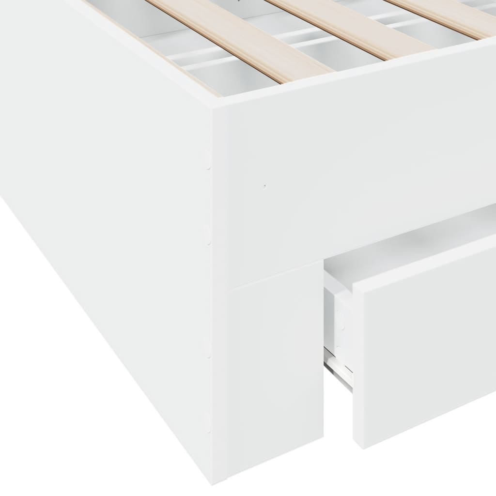Bed Frame with Drawers without Mattress White 180x200 cm Super King