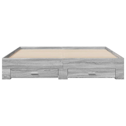 Bed Frame with Drawers without Mattress Grey Sonoma 180x200 cm Super King