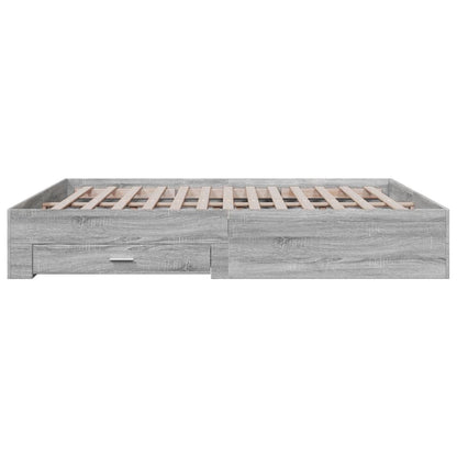 Bed Frame with Drawers without Mattress Grey Sonoma 180x200 cm Super King