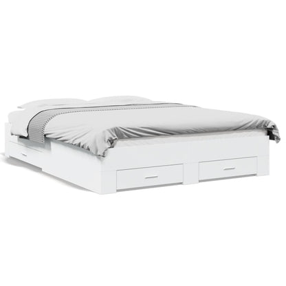 Bed Frame with Drawers without Mattress White 160x200 cm