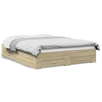 Bed Frame with Drawers without Mattress Sonoma Oak 160x200 cm