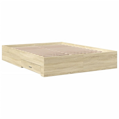 Bed Frame with Drawers without Mattress Sonoma Oak 160x200 cm