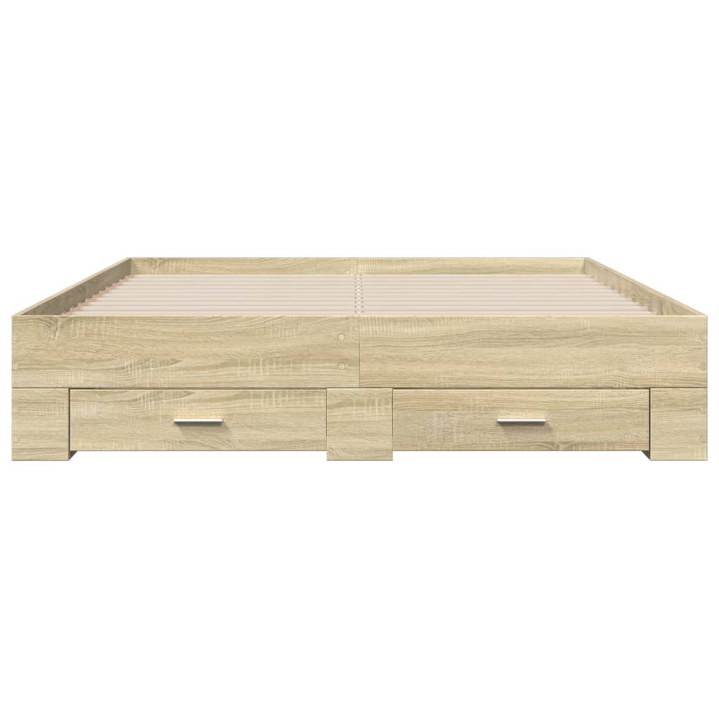 Bed Frame with Drawers without Mattress Sonoma Oak 160x200 cm