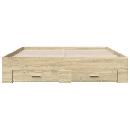 Bed Frame with Drawers without Mattress Sonoma Oak 160x200 cm