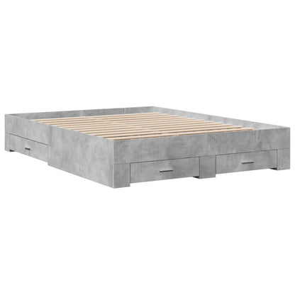 Bed Frame with Drawers without Mattress Concrete Grey 150x200 cm King Size
