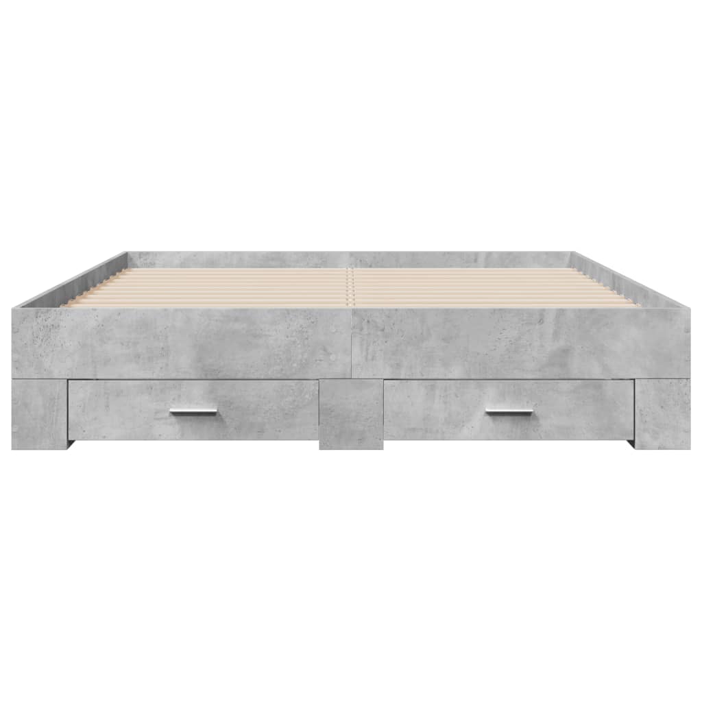Bed Frame with Drawers without Mattress Concrete Grey 150x200 cm King Size