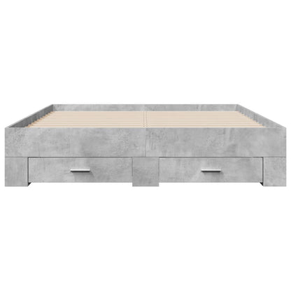 Bed Frame with Drawers without Mattress Concrete Grey 150x200 cm King Size