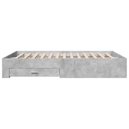 Bed Frame with Drawers without Mattress Concrete Grey 150x200 cm King Size