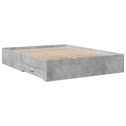 Bed Frame with Drawers without Mattress Concrete Grey 150x200 cm King Size