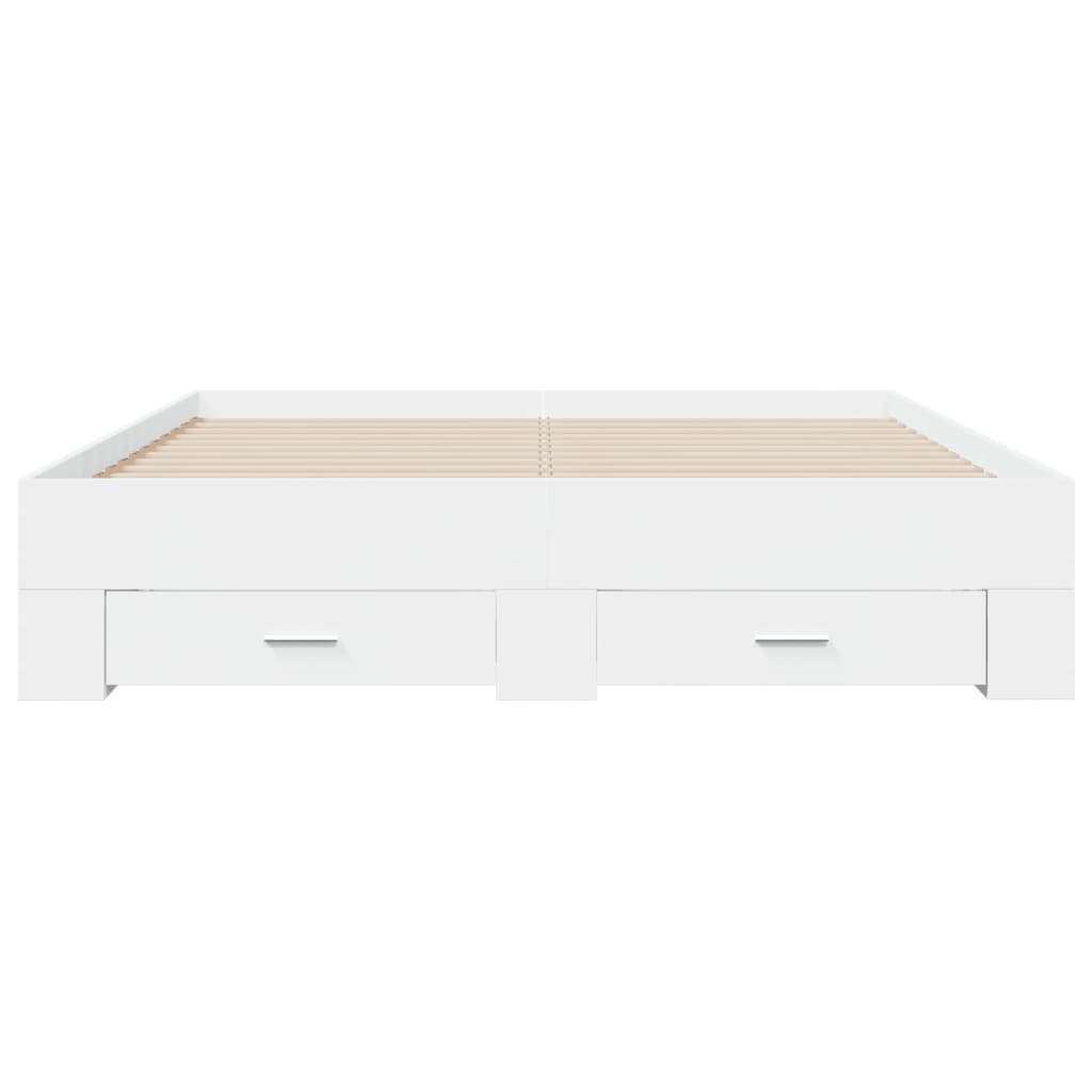Bed Frame with Drawers without Mattress White 140x200 cm