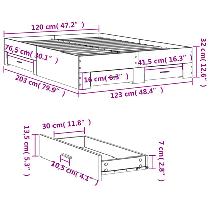 Bed Frame with Drawers without Mattress Black 120x200 cm