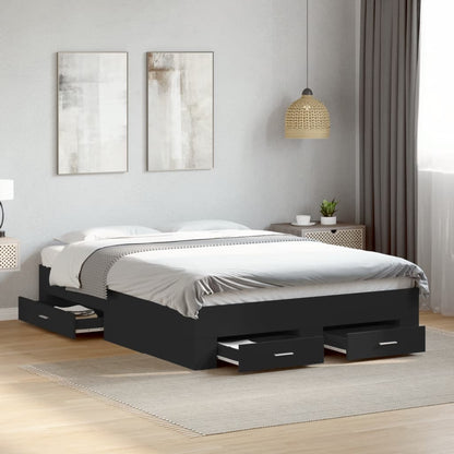 Bed Frame with Drawers without Mattress Black 120x200 cm