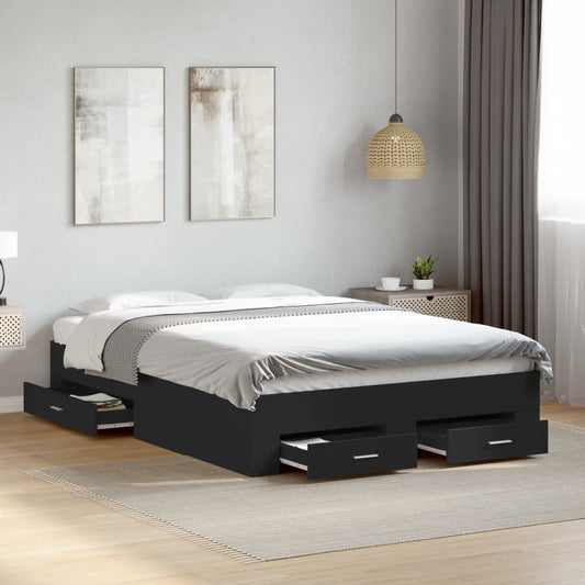 Bed Frame with Drawers without Mattress Black 120x200 cm