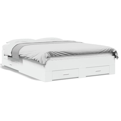 Bed Frame with Drawers without Mattress White 140x190 cm