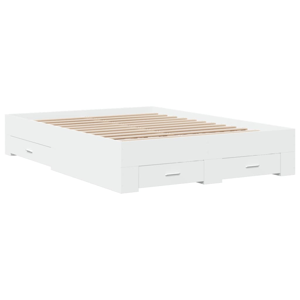 Bed Frame with Drawers without Mattress White 140x190 cm